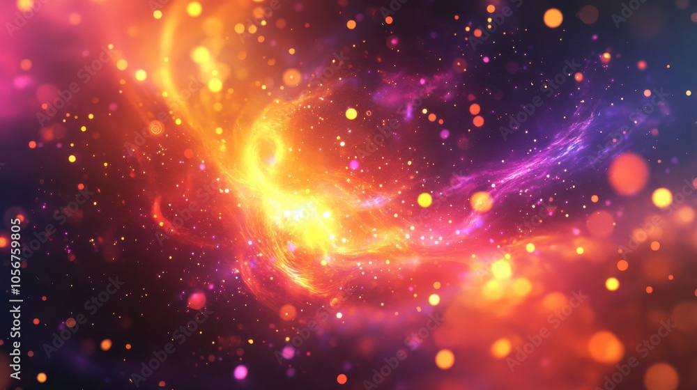 Fototapeta premium Neon-infused abstract background featuring dynamic swirling particles,