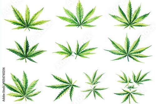 Watercolor Cannabis Leaves