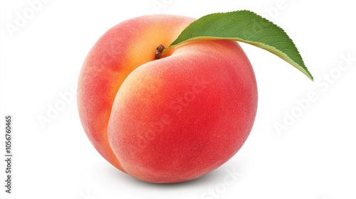 Ripe Whole Peach Fruit Isolated On White Background With Clipping Path Full Depth Of Field