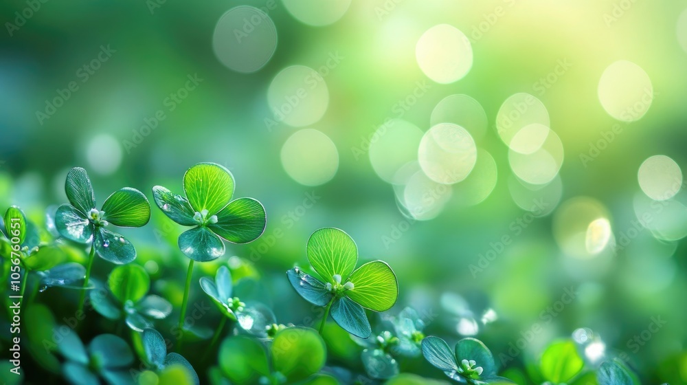 Clovers with shimmering effects and a blurred background celebrating the spirit of a festive occasion High quality image Clovers with shimmering effects and a blurred background celebrating the spirit of a festive occasion High quality image