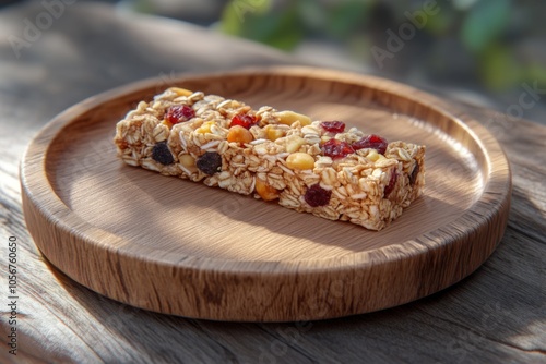 Delicious Vegan Granola Bars on Wooden Plate Healthy Snack, Clean Eating, Plant-Based Energy Boost These homemade granola bars are perfect for a quick and nutritious breakfast, lunch or snack Made