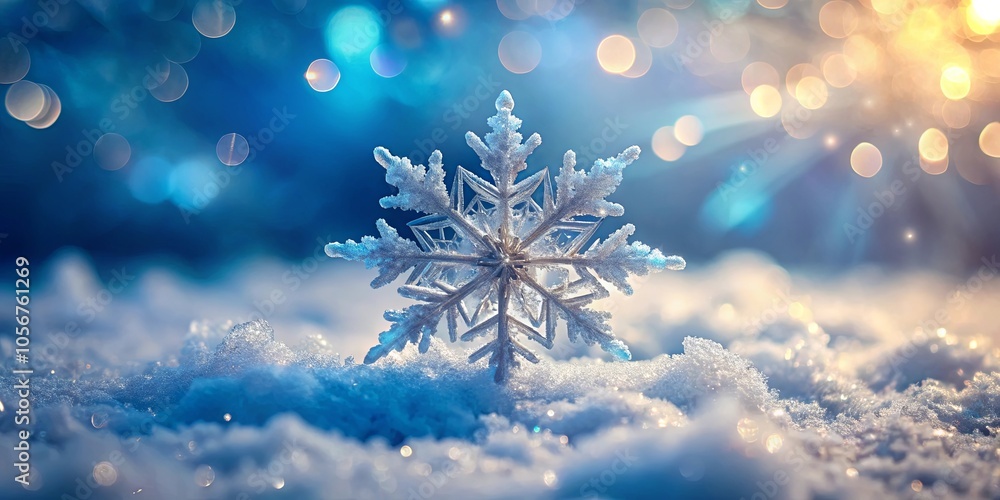 A single crystalline snowflake rests on a blanket of pristine white snow, illuminated by a soft, ethereal glow, creating a serene and mesmerizing winter scene. A single crystalline snowflake rests on a blanket of pristine white snow, illuminated by a soft, ethereal glow, creating a serene and mesmerizing winter scene.