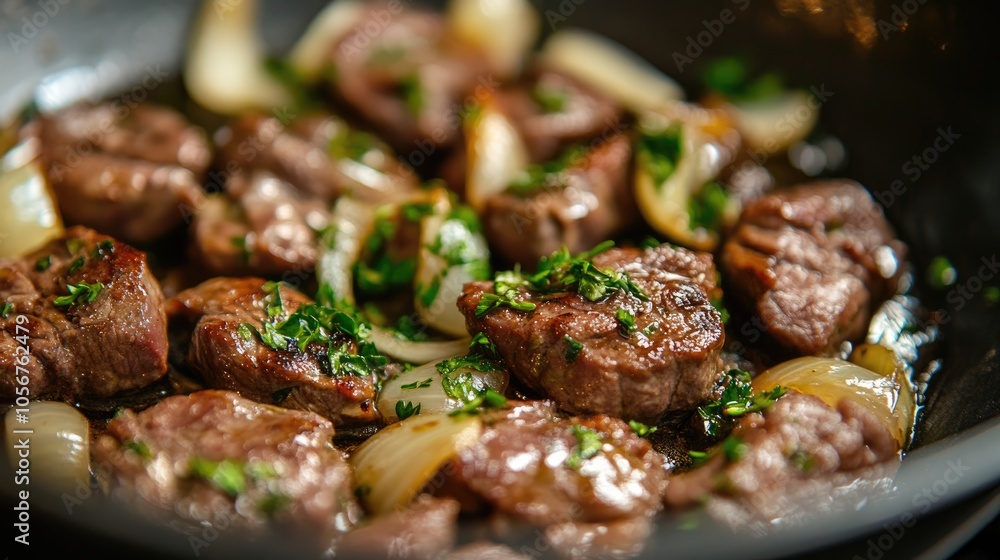 Sauteed liver with onions apples and herbs Sauteed liver with onions apples and herbs