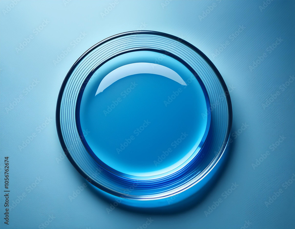 Blue Glass Minimalistic 3D Product Display with Transparent Disk - Top View Blue Glass Minimalistic 3D Product Display with Transparent Disk - Top View