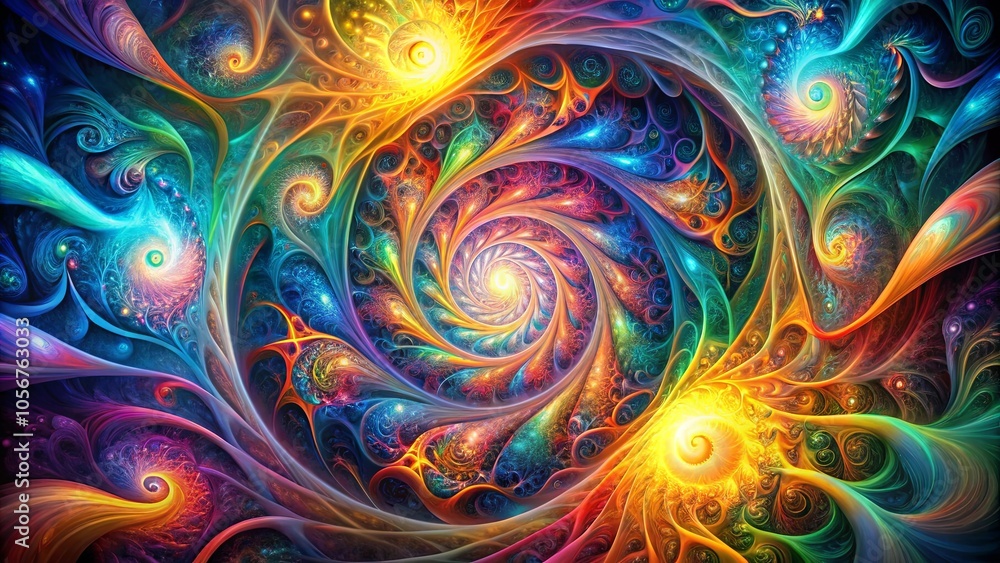 A vibrant, swirling abstract pattern, with intricate details and radiating colors that evoke a sense of depth and movement. A vibrant, swirling abstract pattern, with intricate details and radiating colors that evoke a sense of depth and movement.