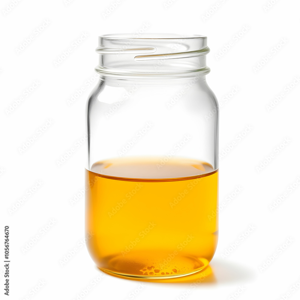 A close up of a Jar with oil isolated on white background A close up of a Jar with oil isolated on white background
