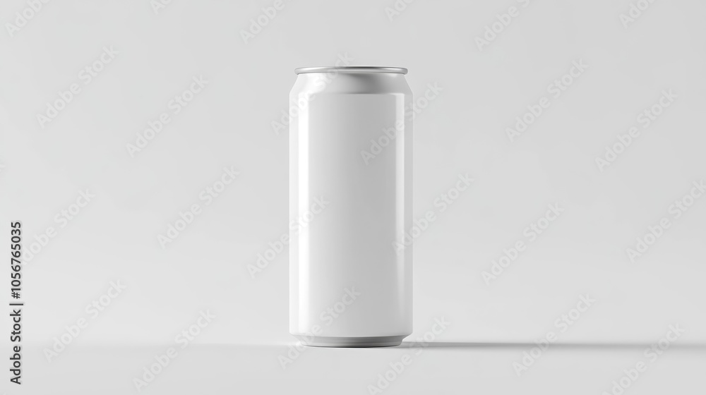 White aluminum 0 33L can isolated against a plain white backdrop White aluminum 0 33L can isolated against a plain white backdrop