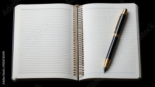 Open Notebook with a Black and Gold Pen