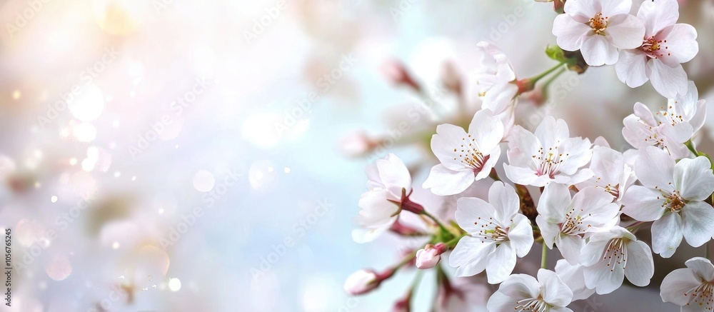 White Sakura Flowers In Nature For Background White Sakura Flowers In Nature For Background
