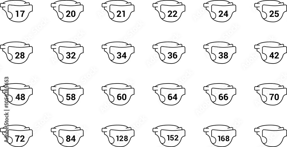 Diaper size - icon illustration isolated on white background Diaper size - icon illustration isolated on white background