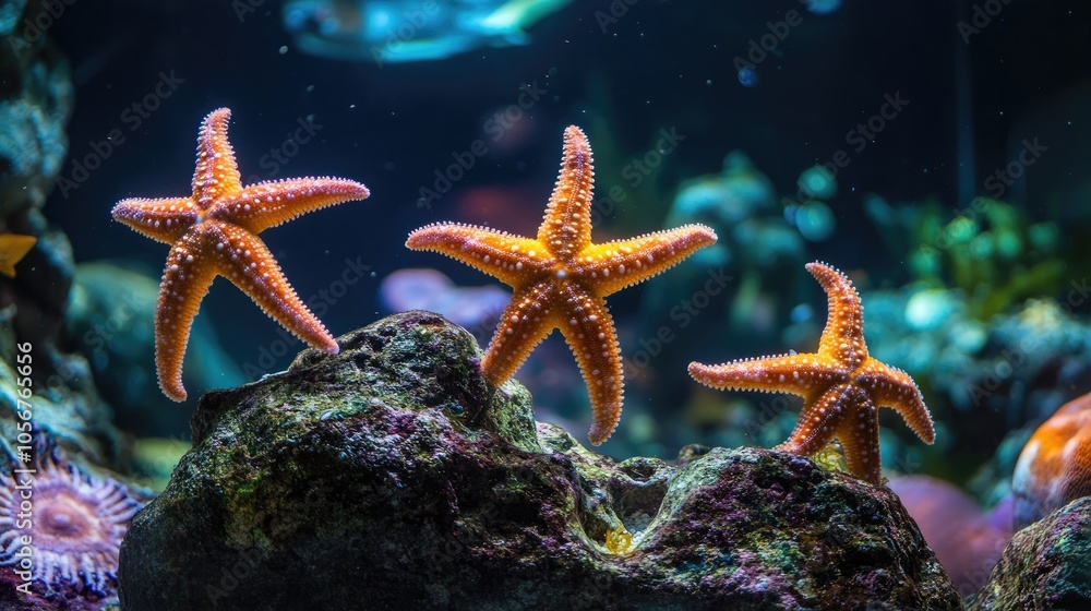 Aquariums featuring starfish in a marine exhibit Aquariums featuring starfish in a marine exhibit