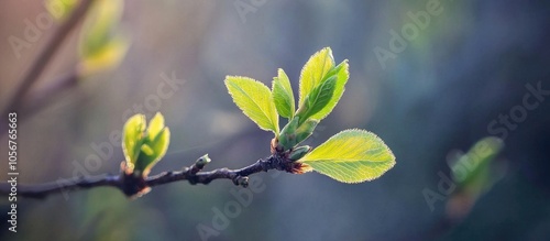 Fresh Young Green Leaves Of Twig Growing In Spring Beautiful Green Leaf Nature Outdoor Background