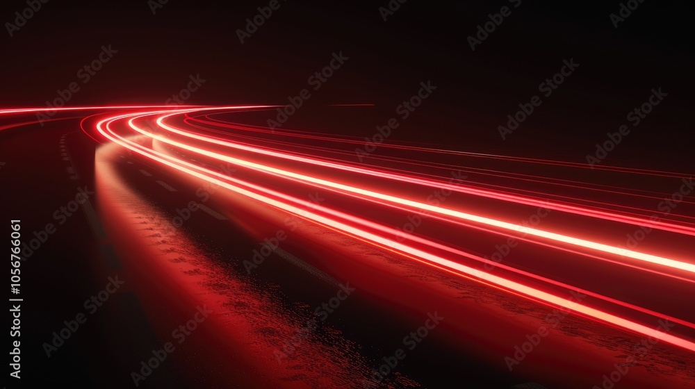 Fototapeta premium Long exposure of red car lights in the dark