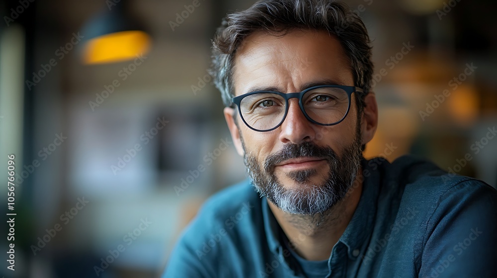 Portrait of a Smiling Man with Glasses - Realistic Photo Portrait of a Smiling Man with Glasses - Realistic Photo