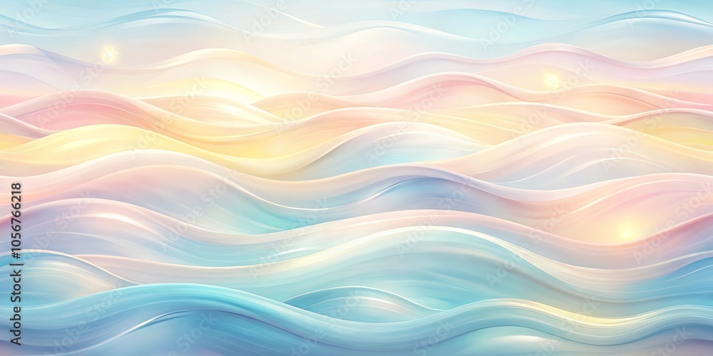 Serene, soft, and dreamlike abstract waves flow together, creating a calming and ethereal landscape of pastel hues. Serene, soft, and dreamlike abstract waves flow together, creating a calming and ethereal landscape of pastel hues.