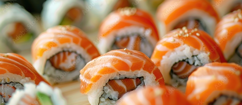 Rolls With Salmon And Avocado Japanese Food Rolls With Salmon And Avocado Japanese Food
