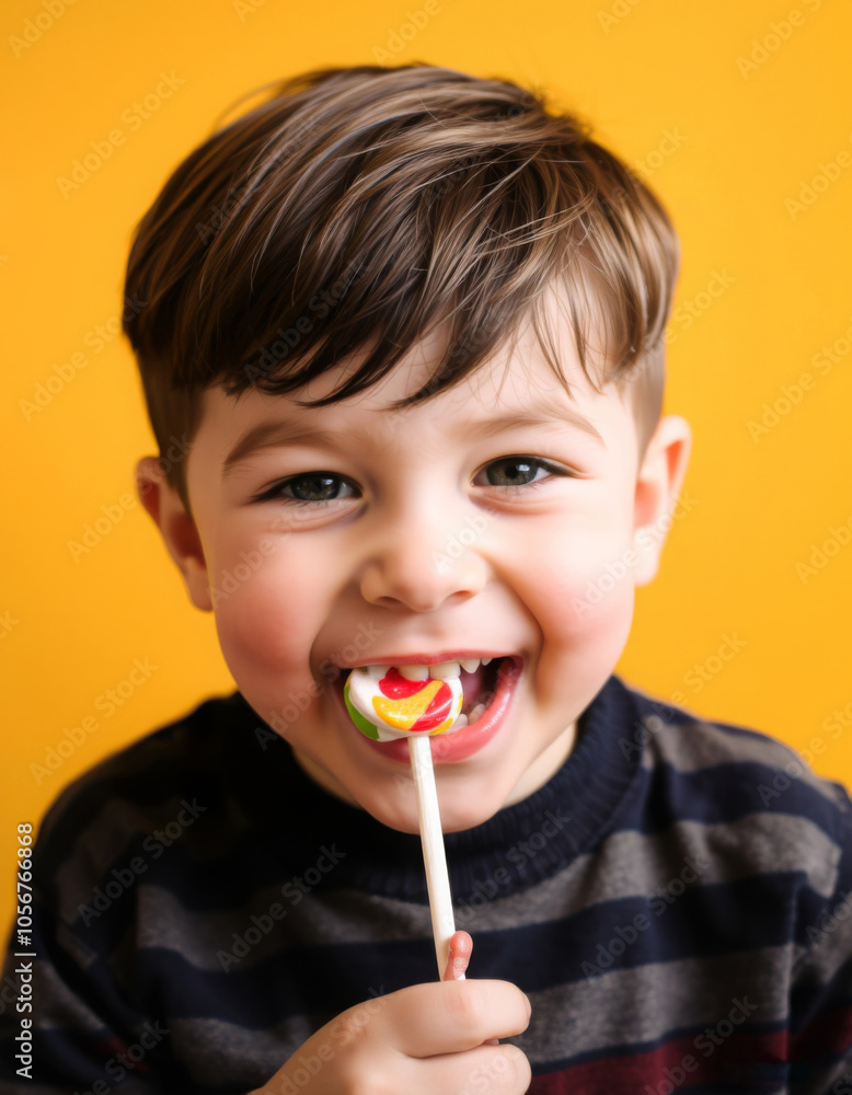 portrait of a child photograph of him happily eating candy, Kids food portrait of a child photograph of him happily eating candy, Kids food
