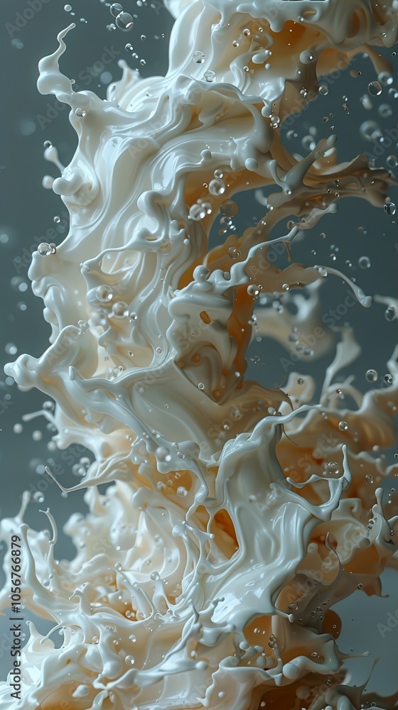Abstract Liquid Splash: White Cream in Motion Abstract Liquid Splash: White Cream in Motion