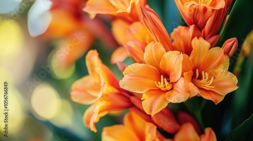 Exotic tropical blossom featuring vibrant orange flowers showcasing the beauty of nature and botanical diversity in gardening and floral arrangements