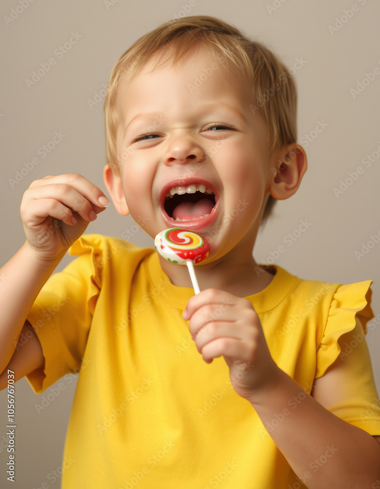 portrait of a child photograph of him happily eating candy, Kids food portrait of a child photograph of him happily eating candy, Kids food