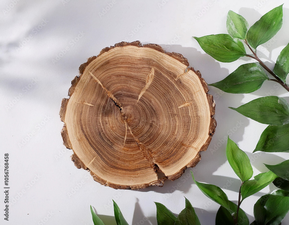 Serene Beauty Wooden Podium and Lush Leaves for Product Showcase Serene Beauty Wooden Podium and Lush Leaves for Product Showcase