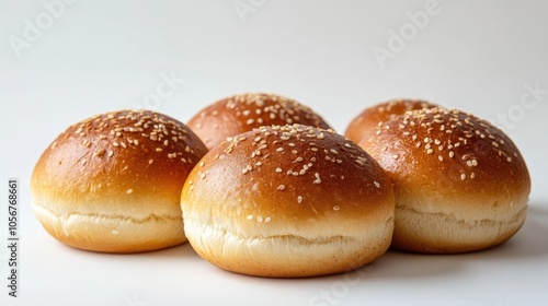 Hamburger buns displayed against a plain white backdrop