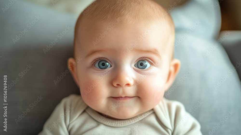 Humorous baby boy displaying a comical expression Humorous baby boy displaying a comical expression