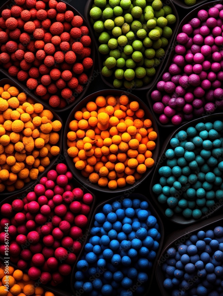 Vibrant display of colorful candy-like spheres in various shades and textures for artistic inspiration Vibrant display of colorful candy-like spheres in various shades and textures for artistic inspiration