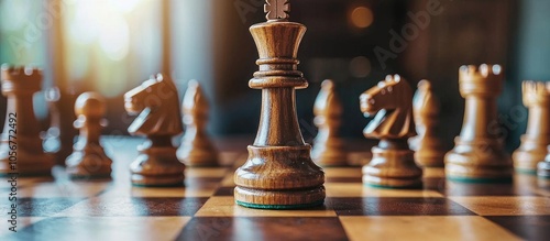 Chess Pieces On The Board During The Game photo