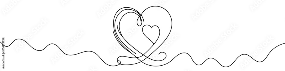 Continuous line drawing a heart shape expressing love and affection. Vector illustration. Continuous line drawing a heart shape expressing love and affection. Vector illustration.