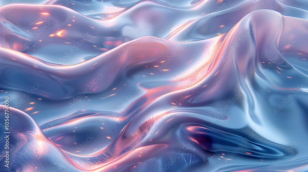 Fototapeta premium Abstract 3D Background with Shiny Wavy Surface and Soft Colors