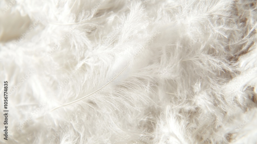 Fototapeta premium Close up of soft delicate white feathers forming a textured backdrop