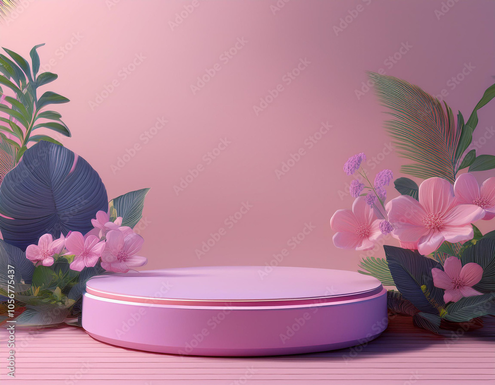 Pastel Pink Podium Showcase Elevate Your Premium Product Display with Floral Accents Pastel Pink Podium Showcase Elevate Your Premium Product Display with Floral Accents