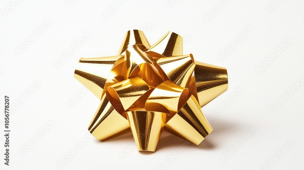 Gold gift bow isolated on a white background designed using advanced technology Gold gift bow isolated on a white background designed using advanced technology