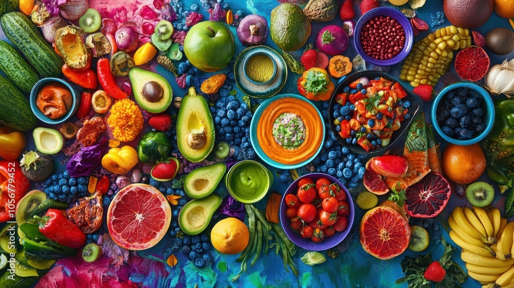 Vibrant Fruit and Vegetable Still Life Vibrant Fruit and Vegetable Still Life