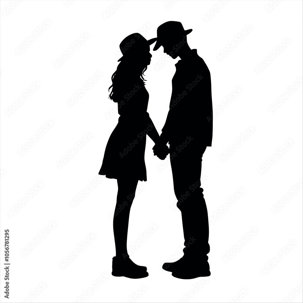A couple are close each other vector silhouette A couple are close each other vector silhouette