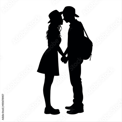 A couple are close each other vector silhouette