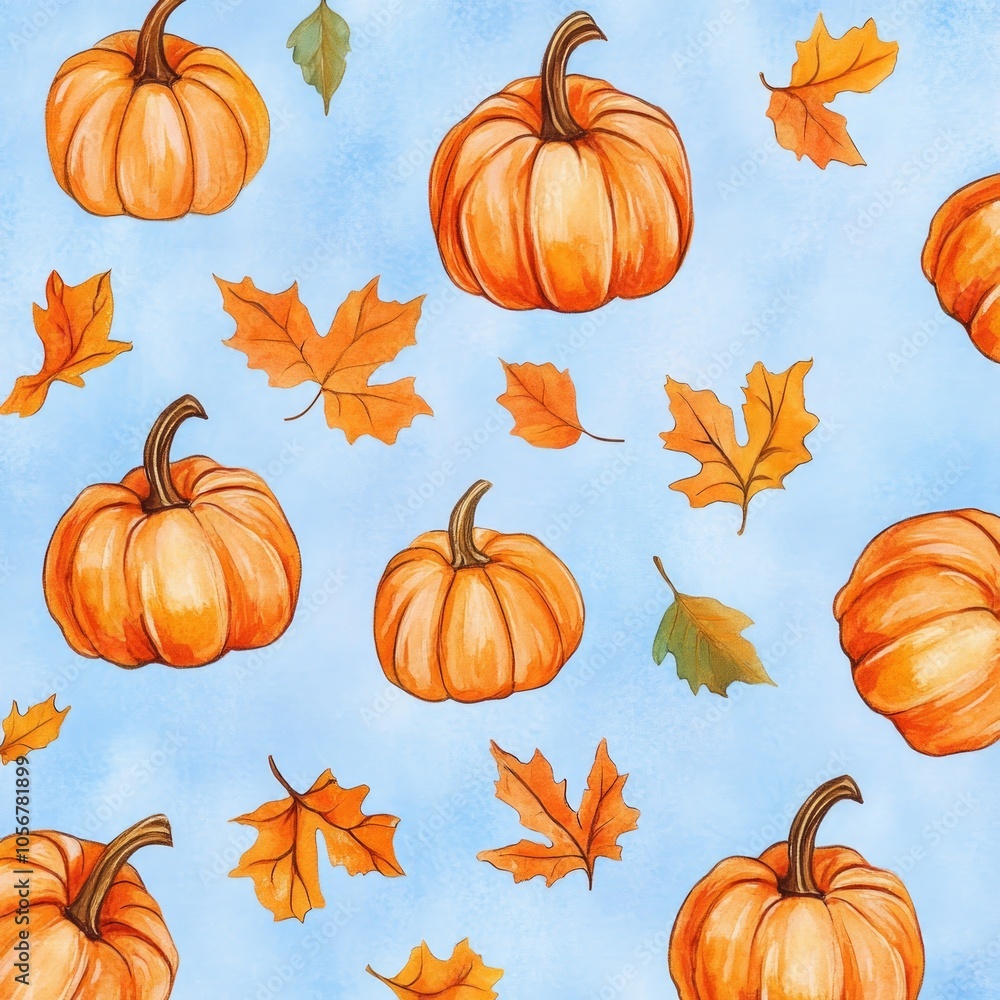 Autumn Pumpkins and Leaves Pattern Autumn Pumpkins and Leaves Pattern