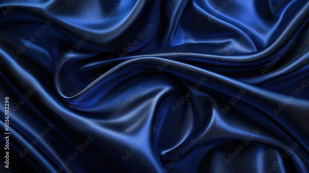 This image features flowing deep blue satin silk fabric perfect for use as a background or in high fashion themes This image features flowing deep blue satin silk fabric perfect for use as a background or in high fashion themes