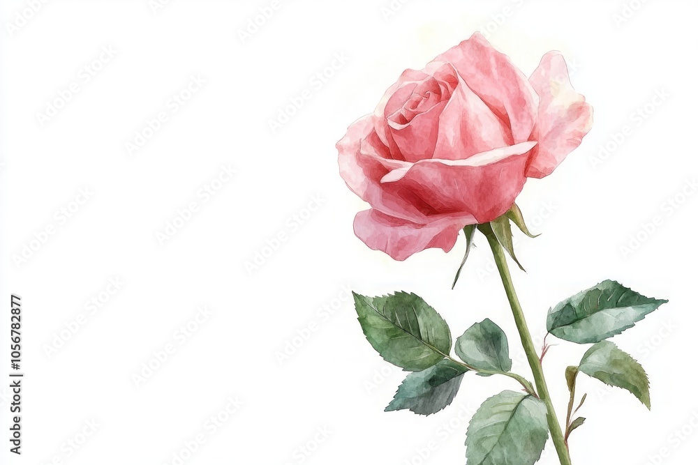 Delicate Pink Rose Watercolor Painting Delicate Pink Rose Watercolor Painting