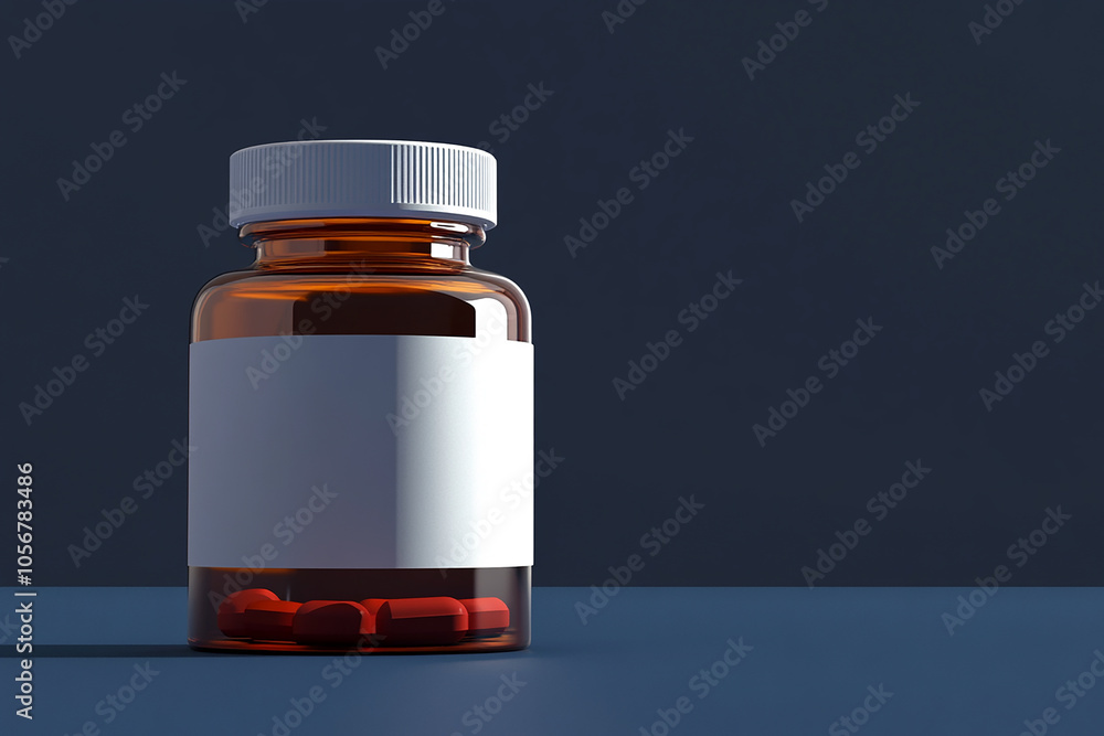 Mockup for A bottle of pills with tablet with blue background Mockup for A bottle of pills with tablet with blue background