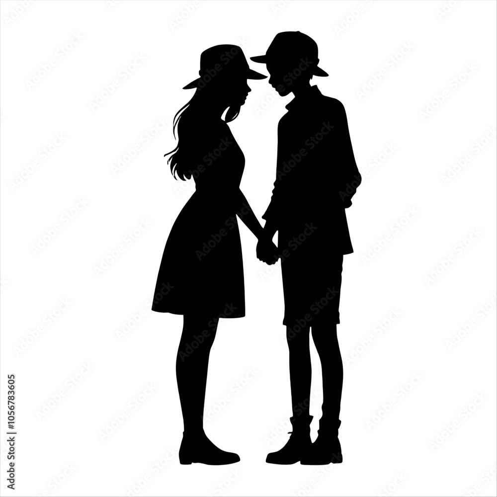 A couple are close each other vector silhouette A couple are close each other vector silhouette