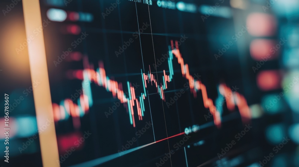 Close-up of stock market graph displaying fluctuating prices in red and green. Close-up of stock market graph displaying fluctuating prices in red and green.