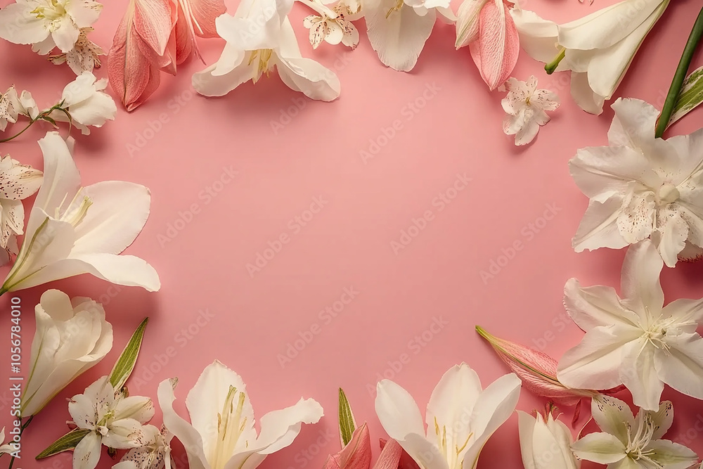 Pastel floral border with doodle-style flowers surrounding a solid pastel copy space background Pastel floral border with doodle-style flowers surrounding a solid pastel copy space background
