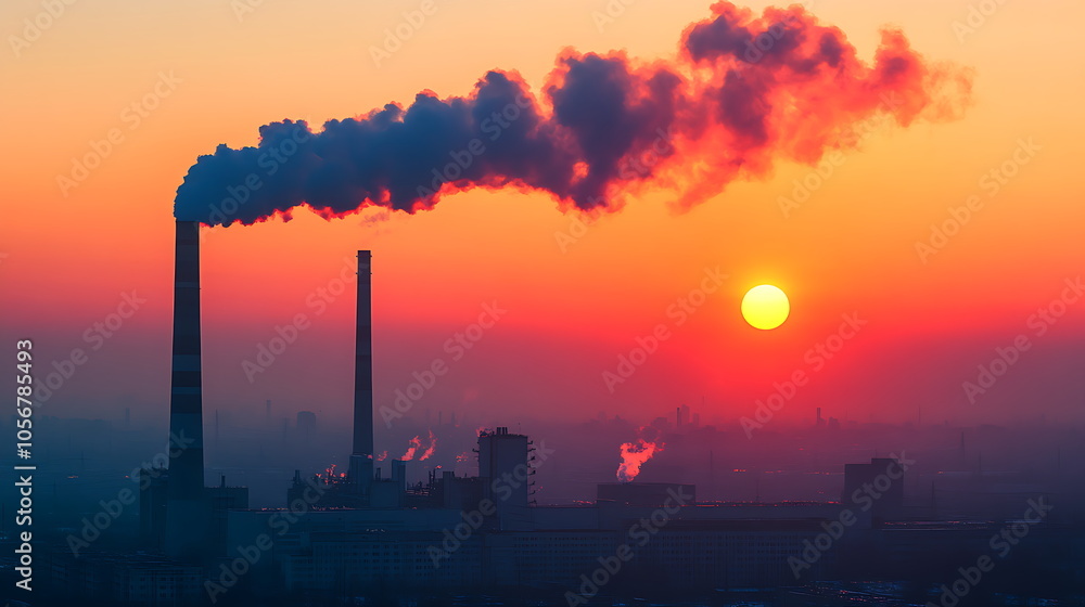 The nuclear power plant with smoke, Generative AI