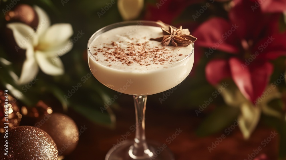 Creamy Coconut Milkshake with Cinnamon on Rustic Wooden Table Creamy Coconut Milkshake with Cinnamon on Rustic Wooden Table