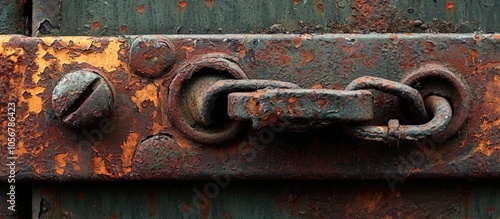 A Rusty Metal Latch And A Bolt On A Chain