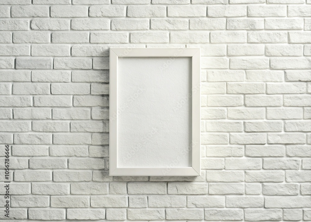 White Frame Poster Mockup on White Brick Wall - Aerial Photography White Frame Poster Mockup on White Brick Wall - Aerial Photography