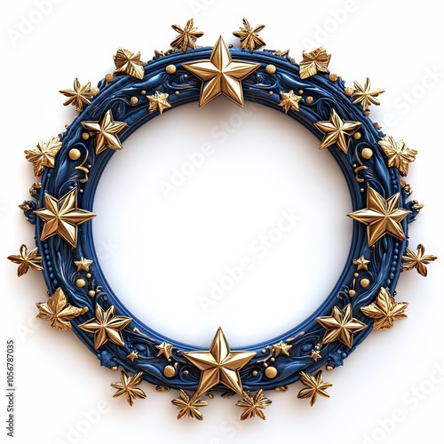 Elegant Dark Blue and Gold Star Wreath photo