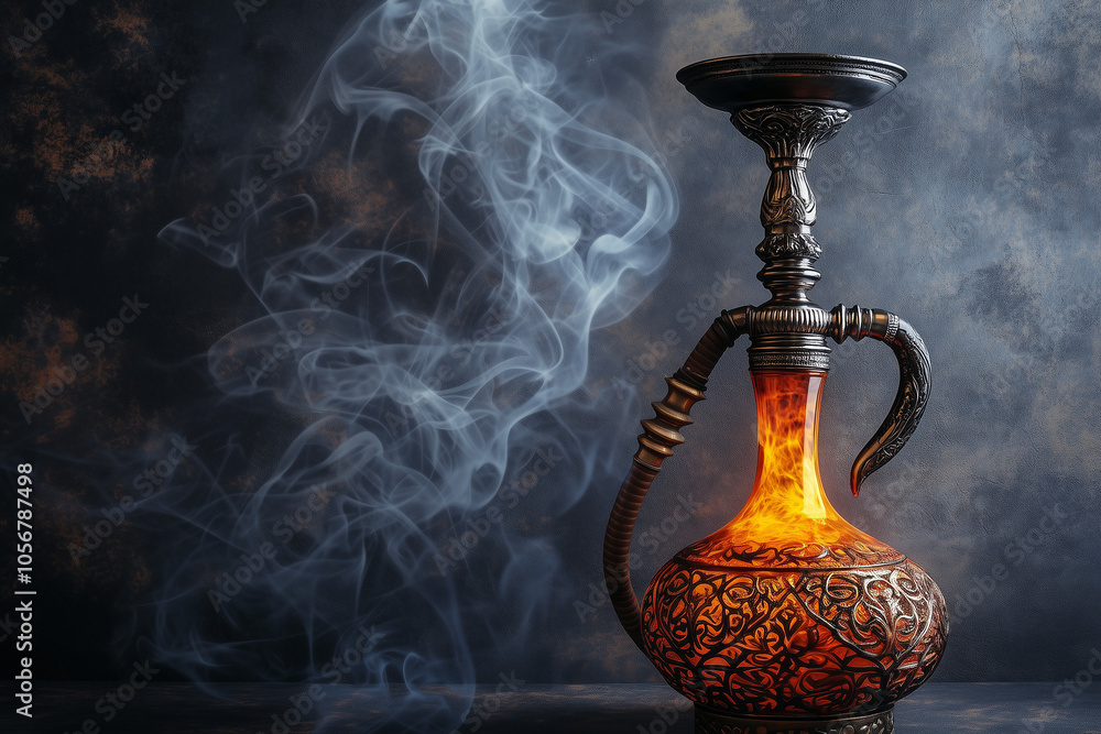 Hookah on table on dark background... Hookah on table on dark background...